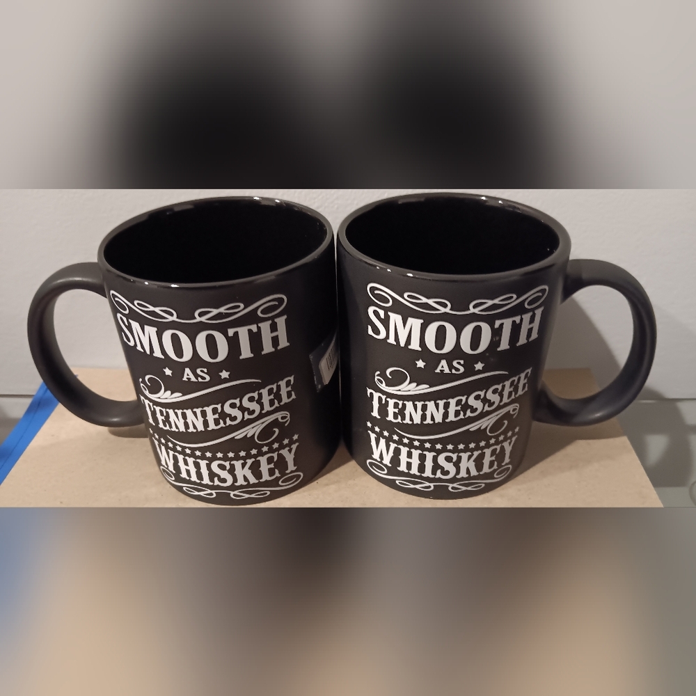 Black Ceramic Smooth As Tennesse Whiskey Mugs Set